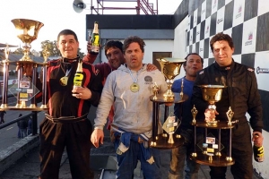 El podio de la Clase B 4º fecha: 1º Juan Viana, 2º Martin Cornet y 3º German Marquiegui.